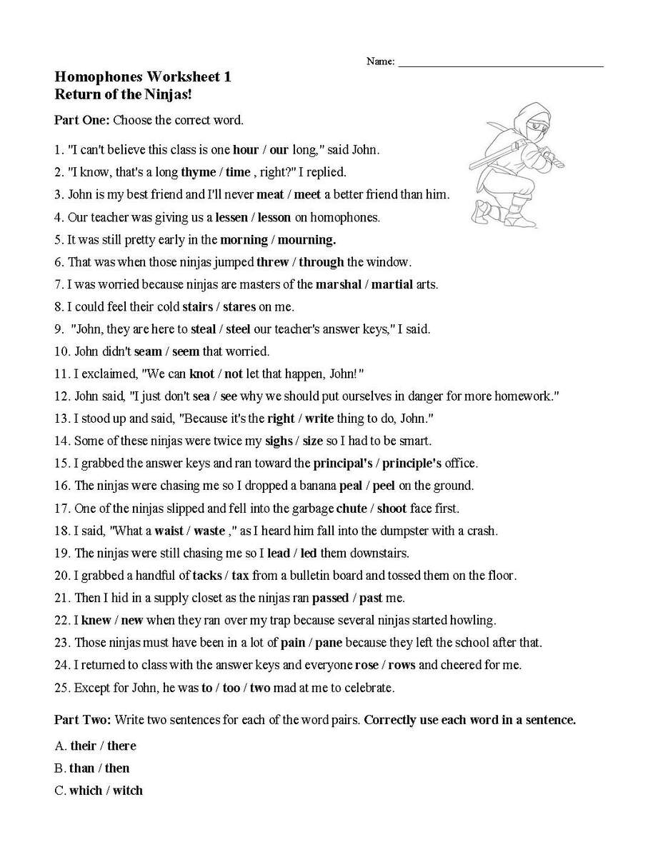 English For Kids Step By Step Homophones Worksheets And Posters
