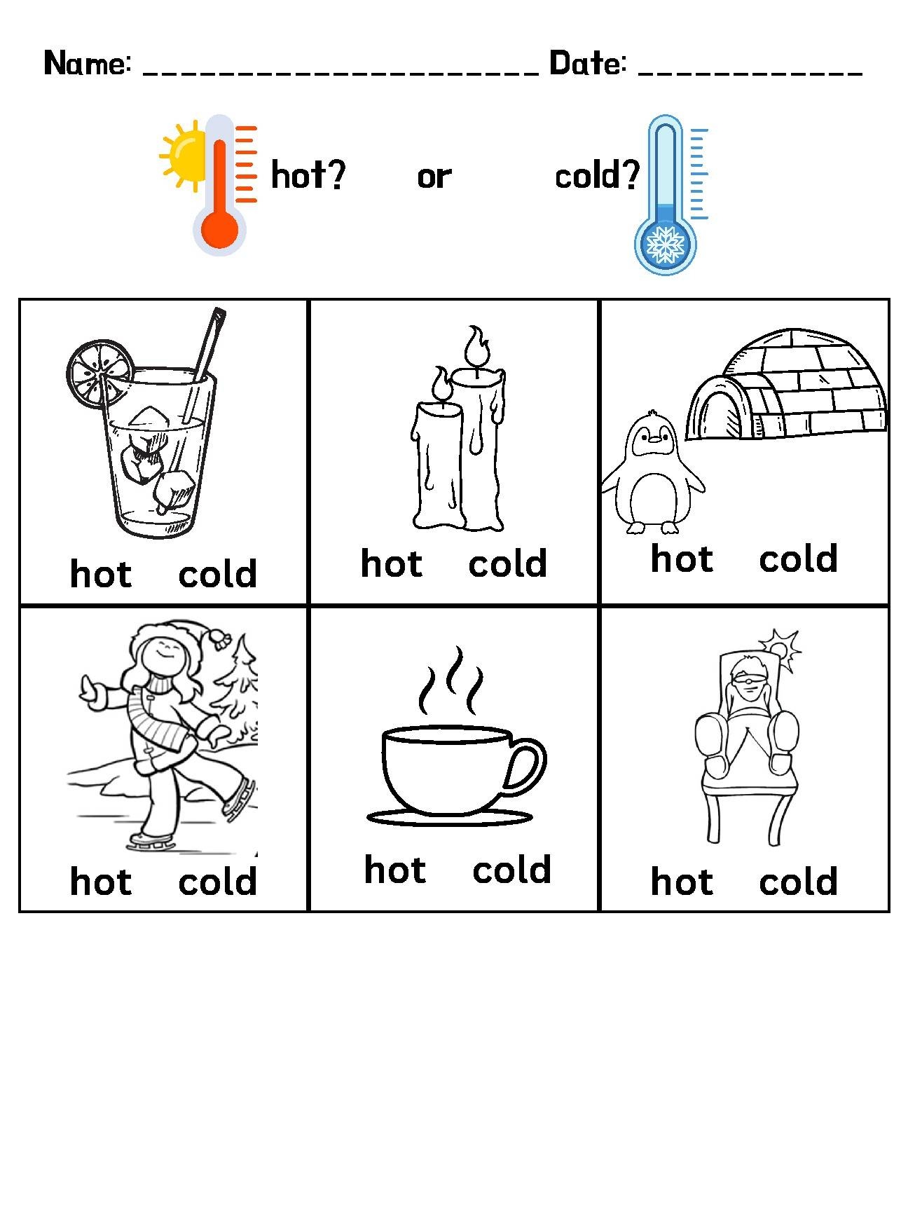 Hot Vs Cold Worksheet By Marianne Simpson TPT