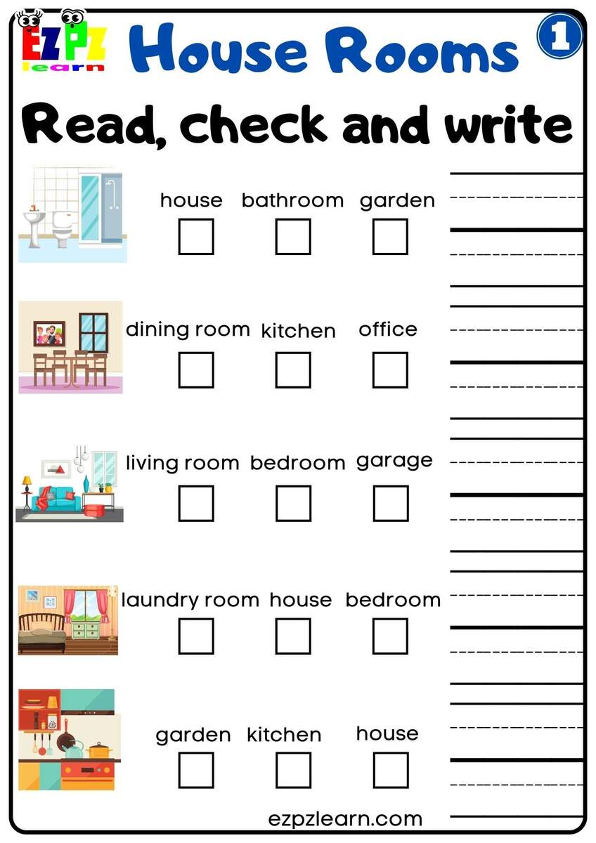 House Rooms Vocabulary Read And Choose Activity For Homeschool K5 And ESL Teachers Free PDF Ezpzlearn