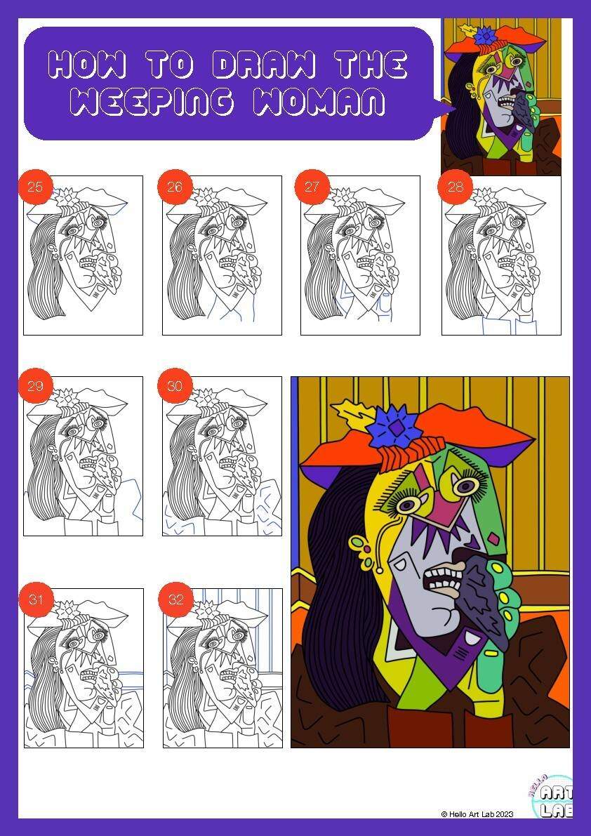 How To Draw Weeping Woman Pablo Picasso By Hello Art Lab TPT