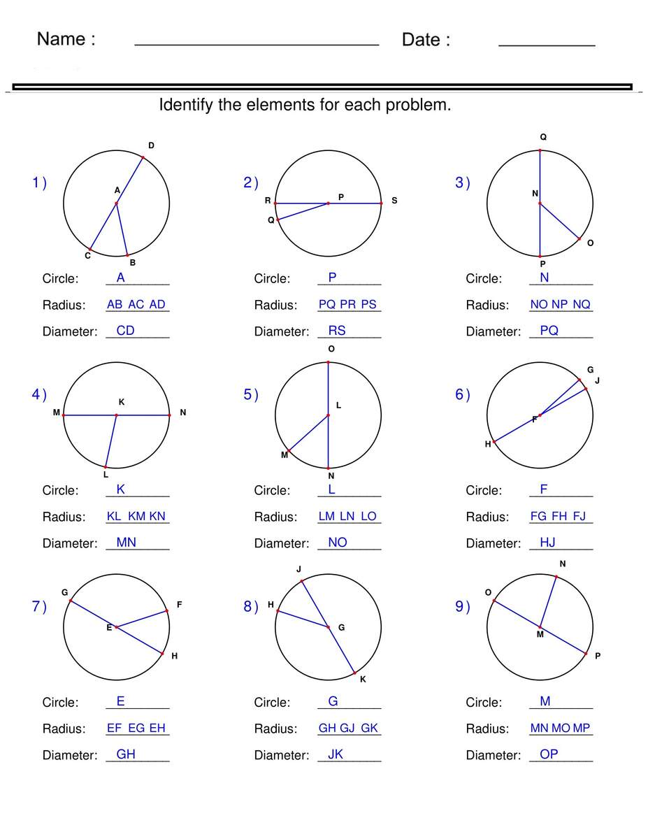 Identify Circle Radius And Diameter Circle Worksheets Made By Teachers