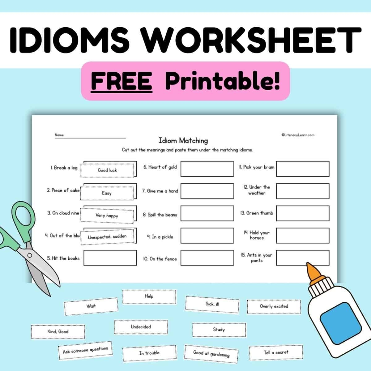 Idioms Worksheet FREE Printable Literacy Learn
