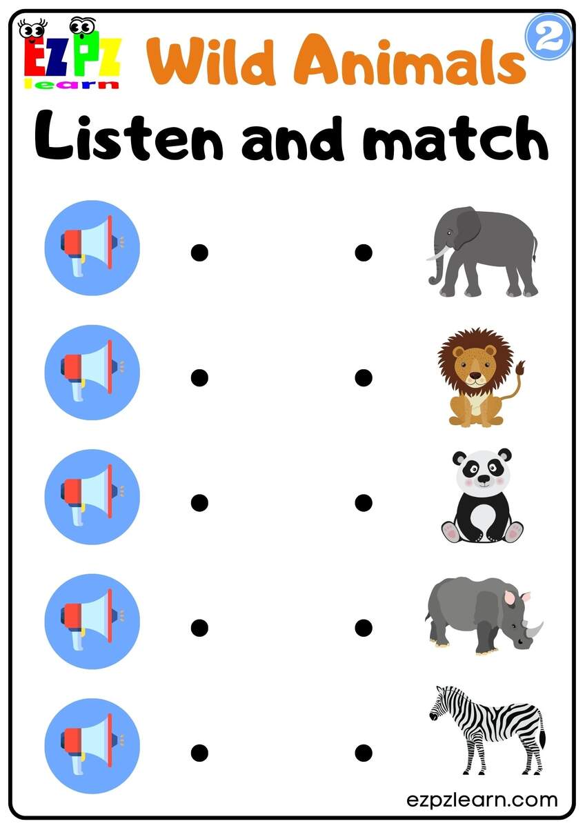 Interactive Worksheet For Wild Animals Listen And Match The Correct Images Activity For Kids Group 2 Ezpzlearn Interactive Worksheet For Wild Animals Listen And Match The Correct Images Activity For Kids Group 2 Ezpzlearn
