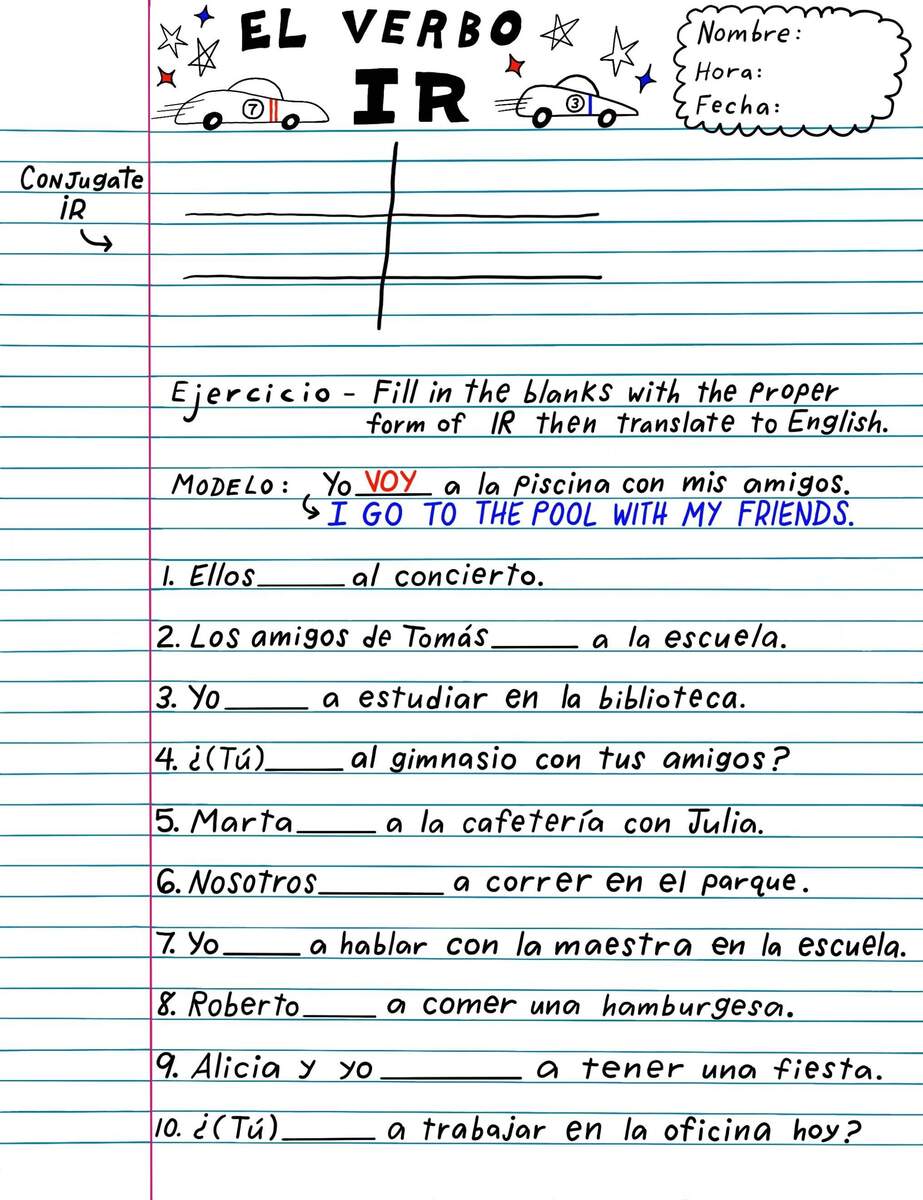 Ir Spanish Verb Practice By Darin Carlisle TPT