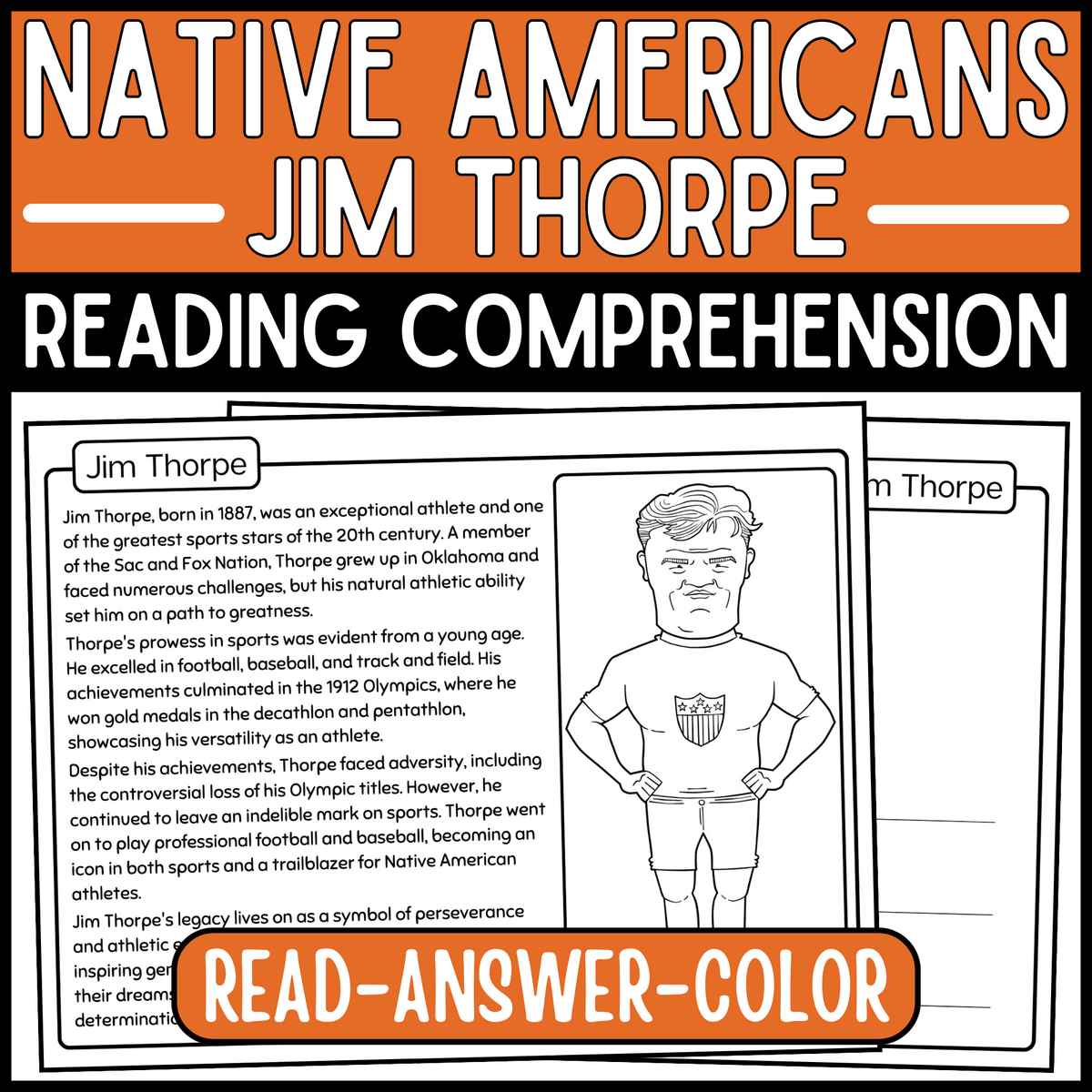 Jim Thorpe Reading Comprehension Passage Native American Heritage Month Made By Teachers