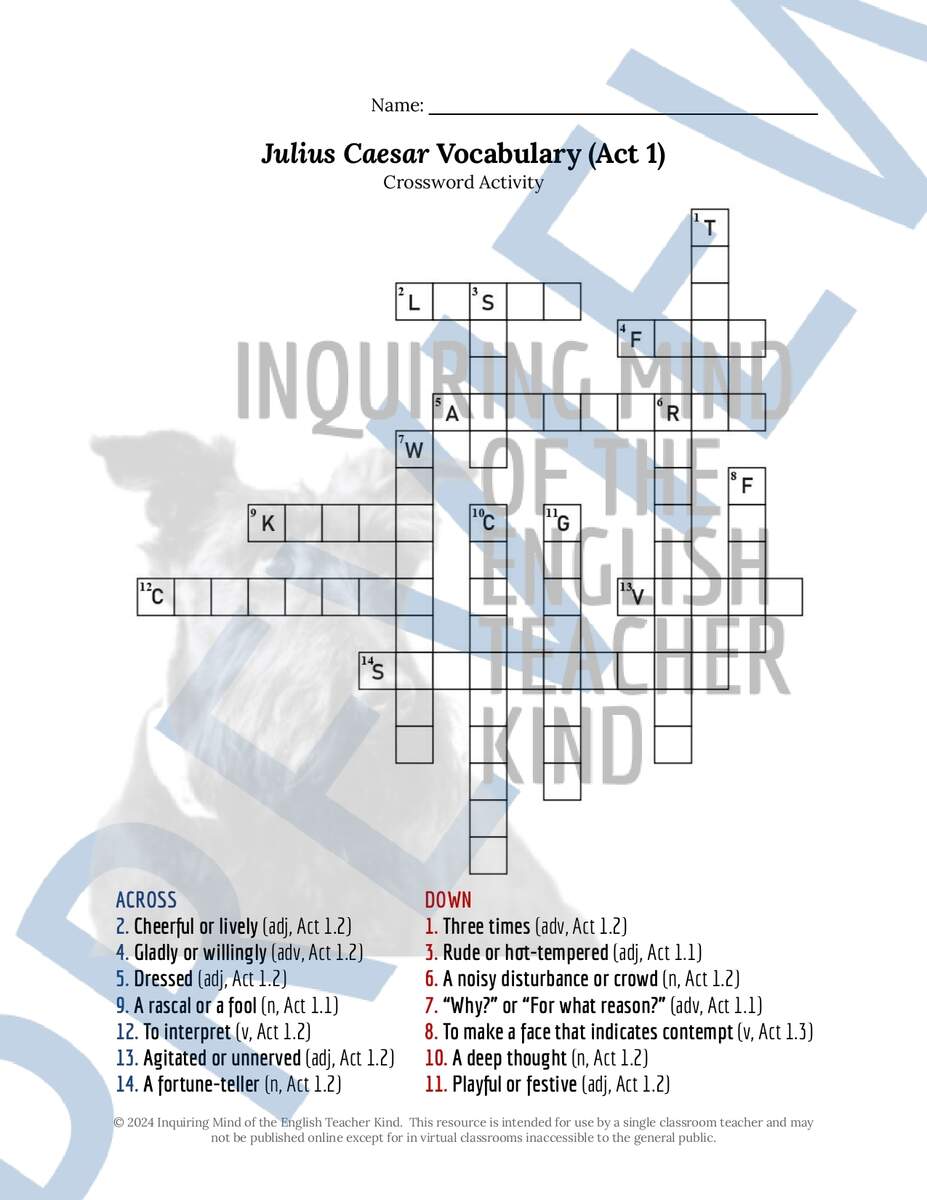 Julius Caesar Act 1 Quiz Close Reading Worksheets And Vocabulary Games Bundle Classful Julius Caesar Act 1 Quiz Close Reading Worksheets And Vocabulary Games Bundle Classful