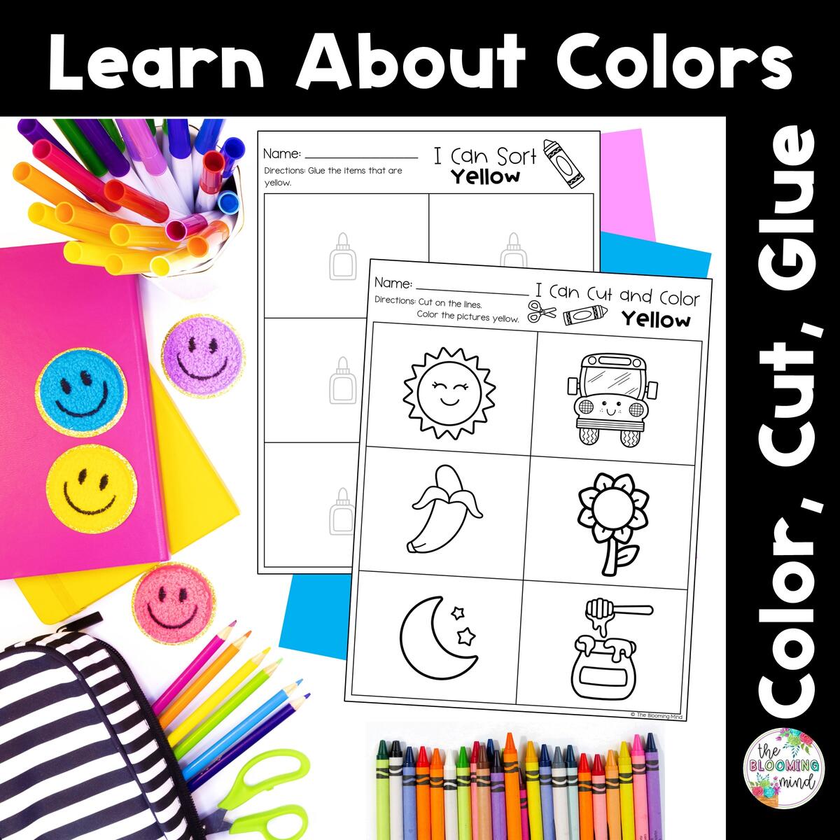 Learning Colors Color Cut Glue No Prep Worksheets Classful