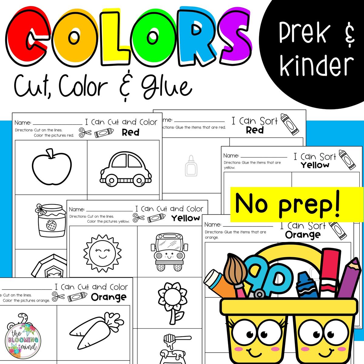 Learning Colors Color Cut Glue No Prep Worksheets Classful