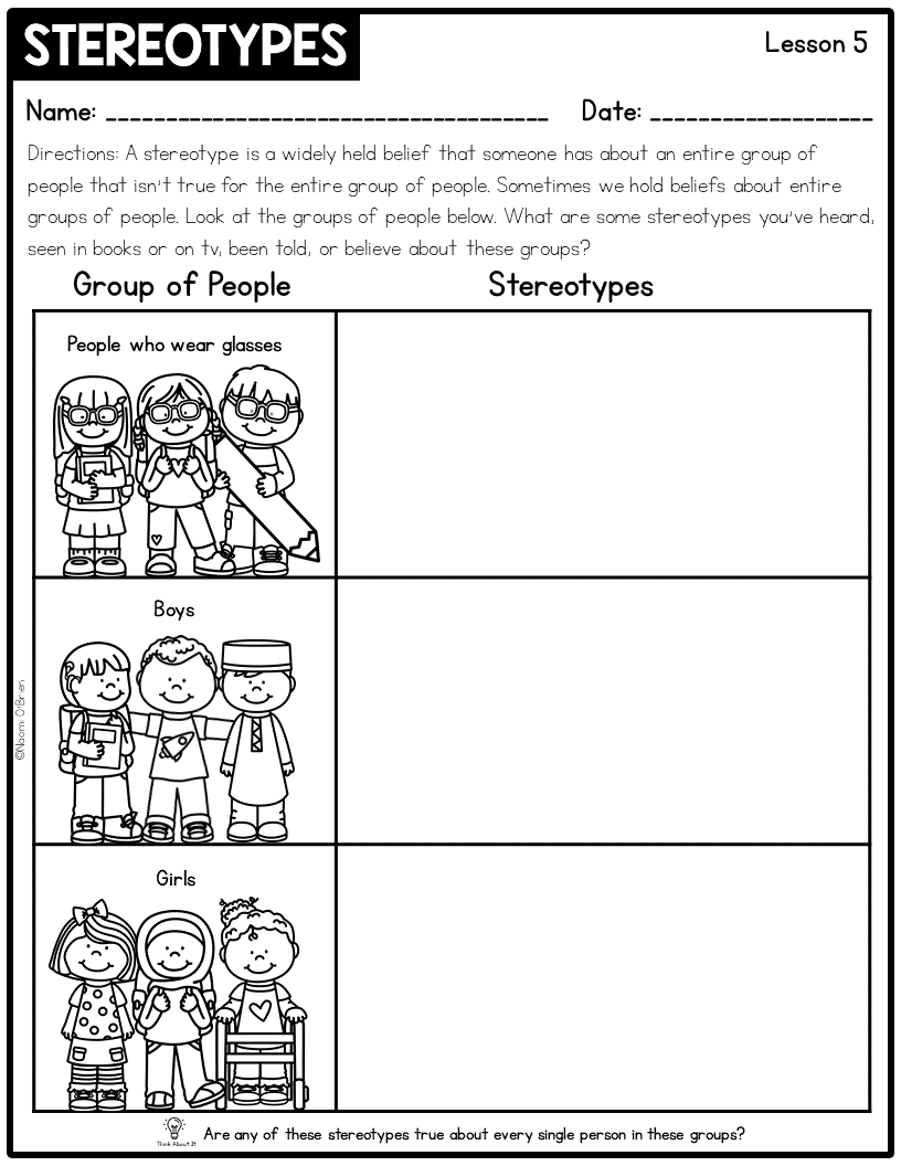 Lesson 5 Stereotypes Naomi O Brien Read Like A Rockstar Challenging Gender Stereotypes Worksheet Top Teacher