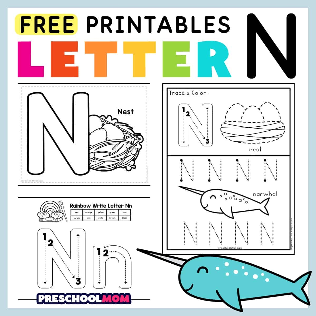 Letter N Preschool Printables Preschool Mom Free Printable Letter N Coloring Worksheet