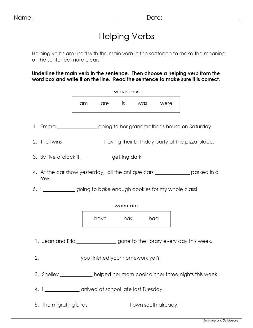 Linking Verbs And Helping Verbs 5 Worksheets Answer Key Grades 3 4 Made By Teachers