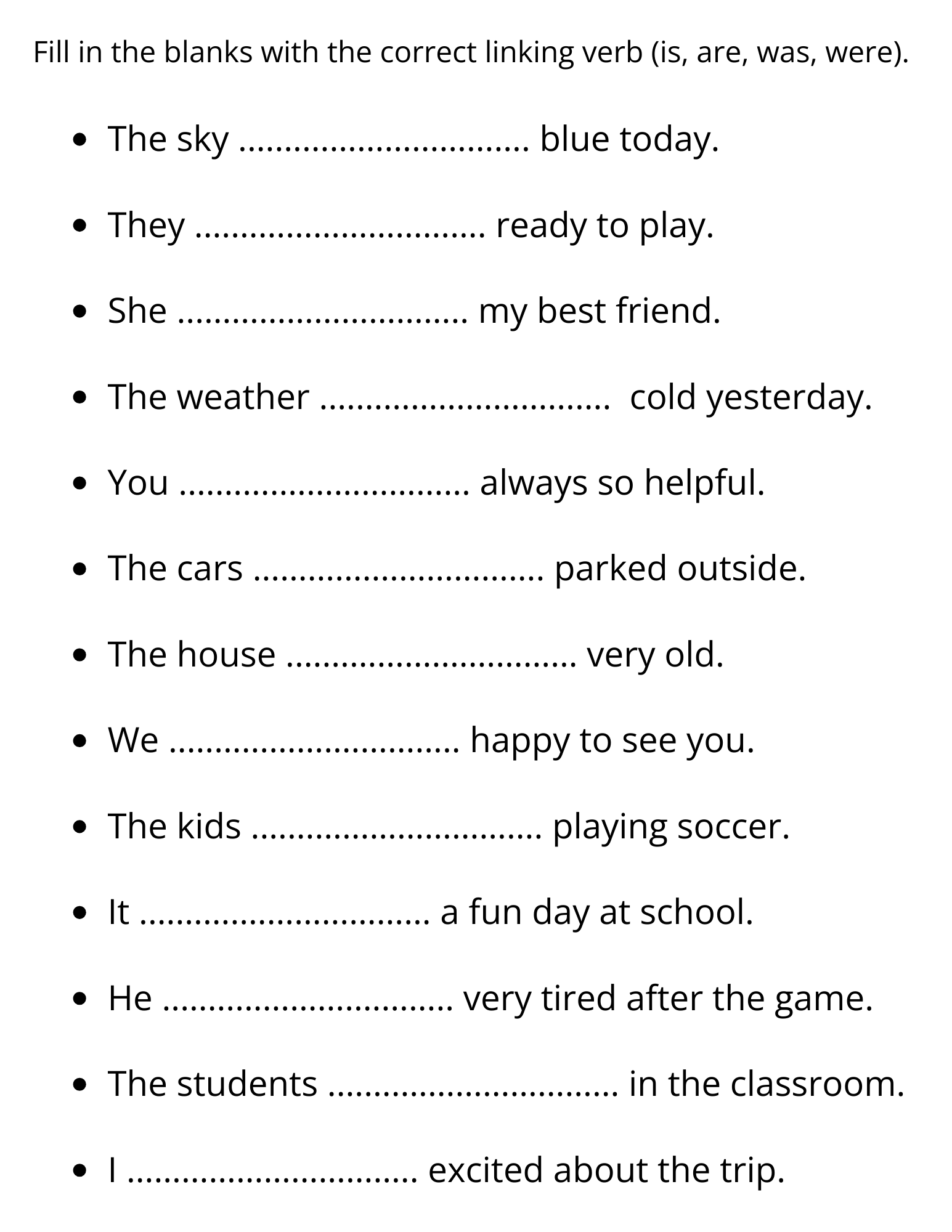 5th Grade Linking Verbs Worksheet Engaging Exercises For Learning
