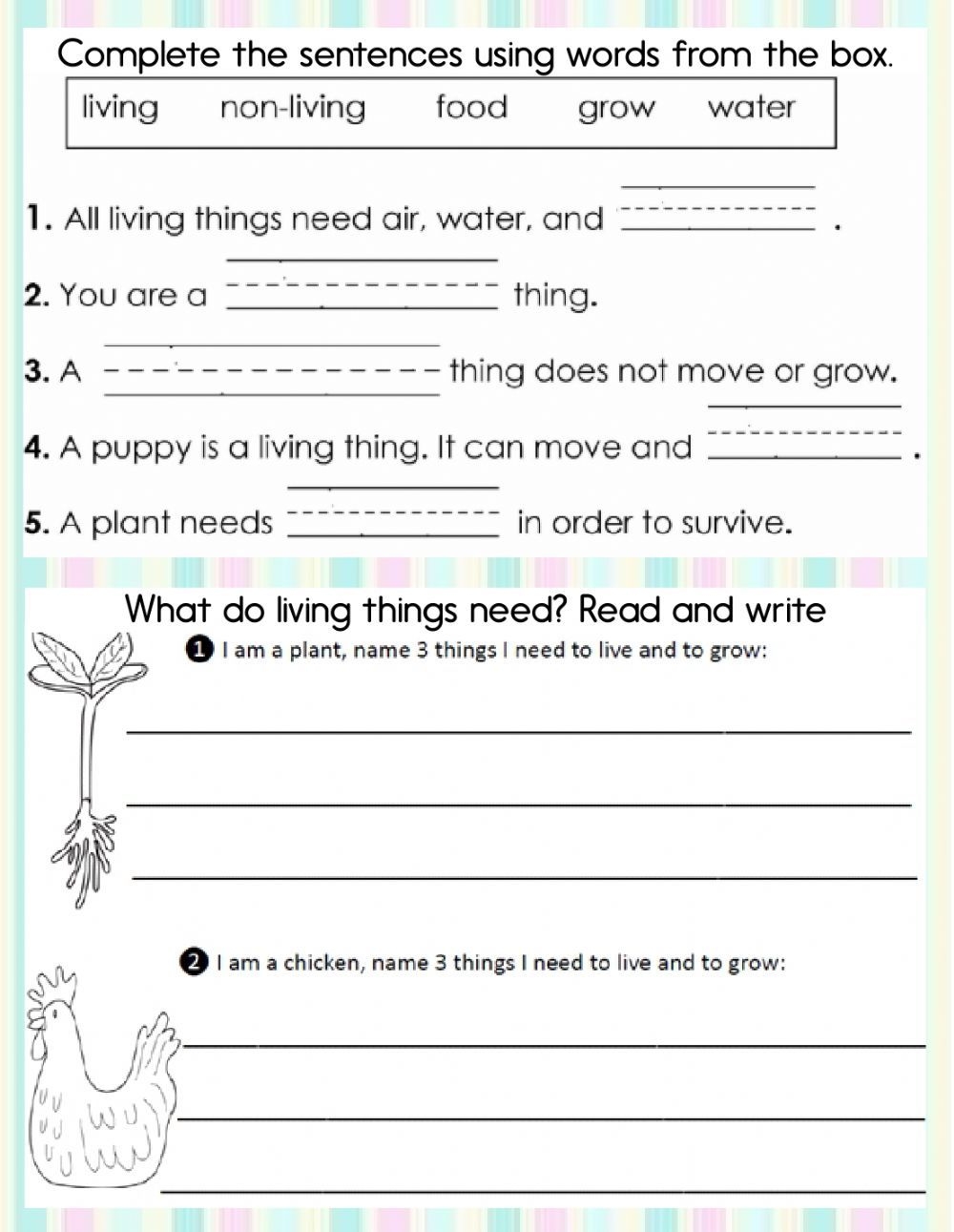 Living And Non Living Things Online Worksheet For First Grade Living And Non Living Things Online Worksheet For First Grade