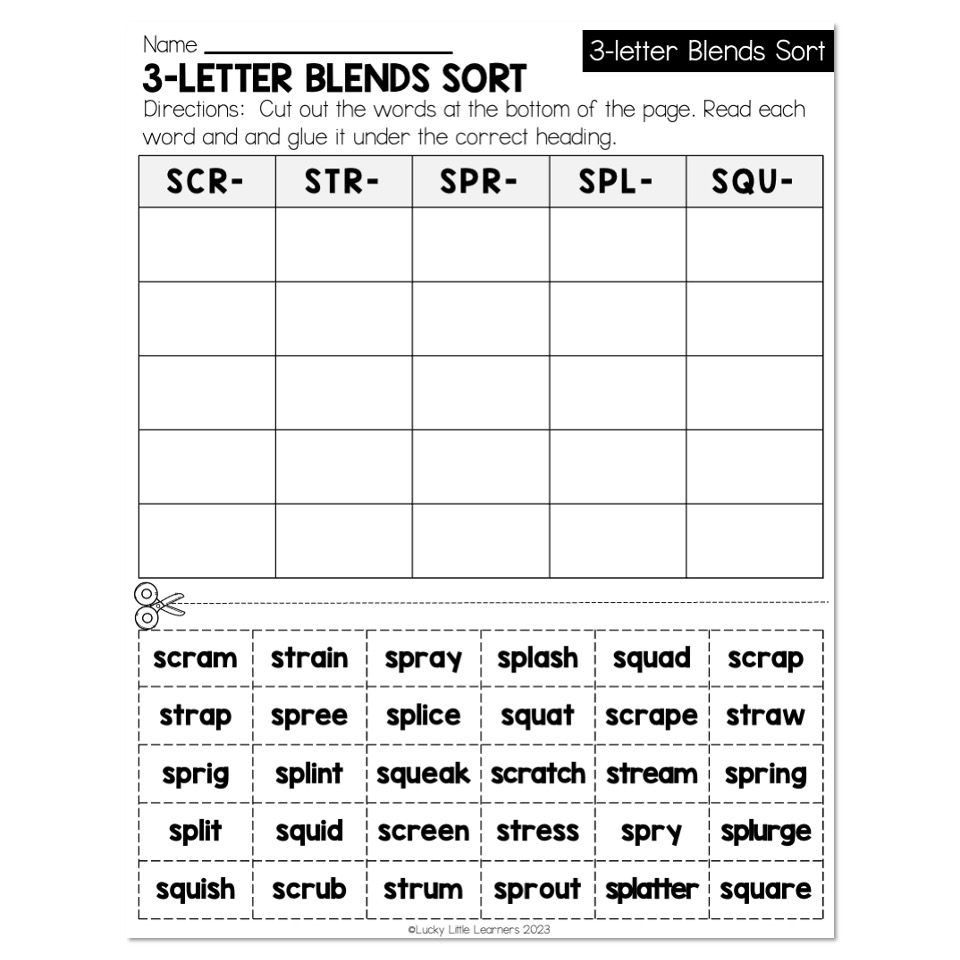 Lucky To Learn Phonics 3 Letter Blends Word Sort Lucky Worksheets Library Lucky To Learn Phonics 3 Letter Blends Word Sort Lucky Worksheets Library