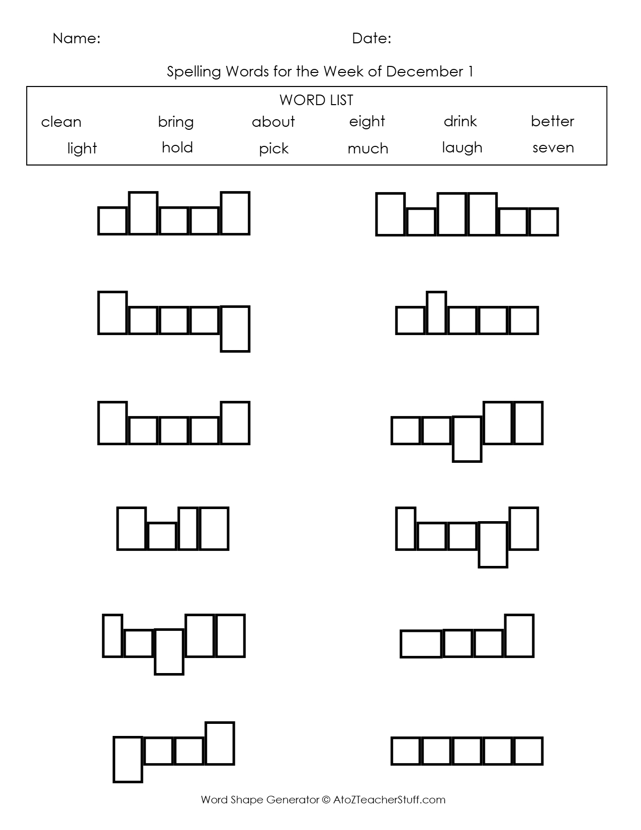 Make Your Own Printable Word Shapes Worksheets A To Z Teacher Stuff