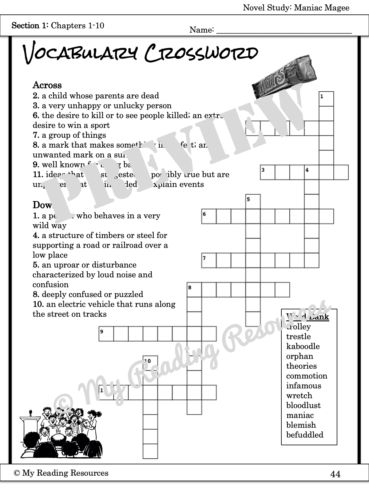 Maniac Magee Novel Study My Reading Resources Worksheets Library