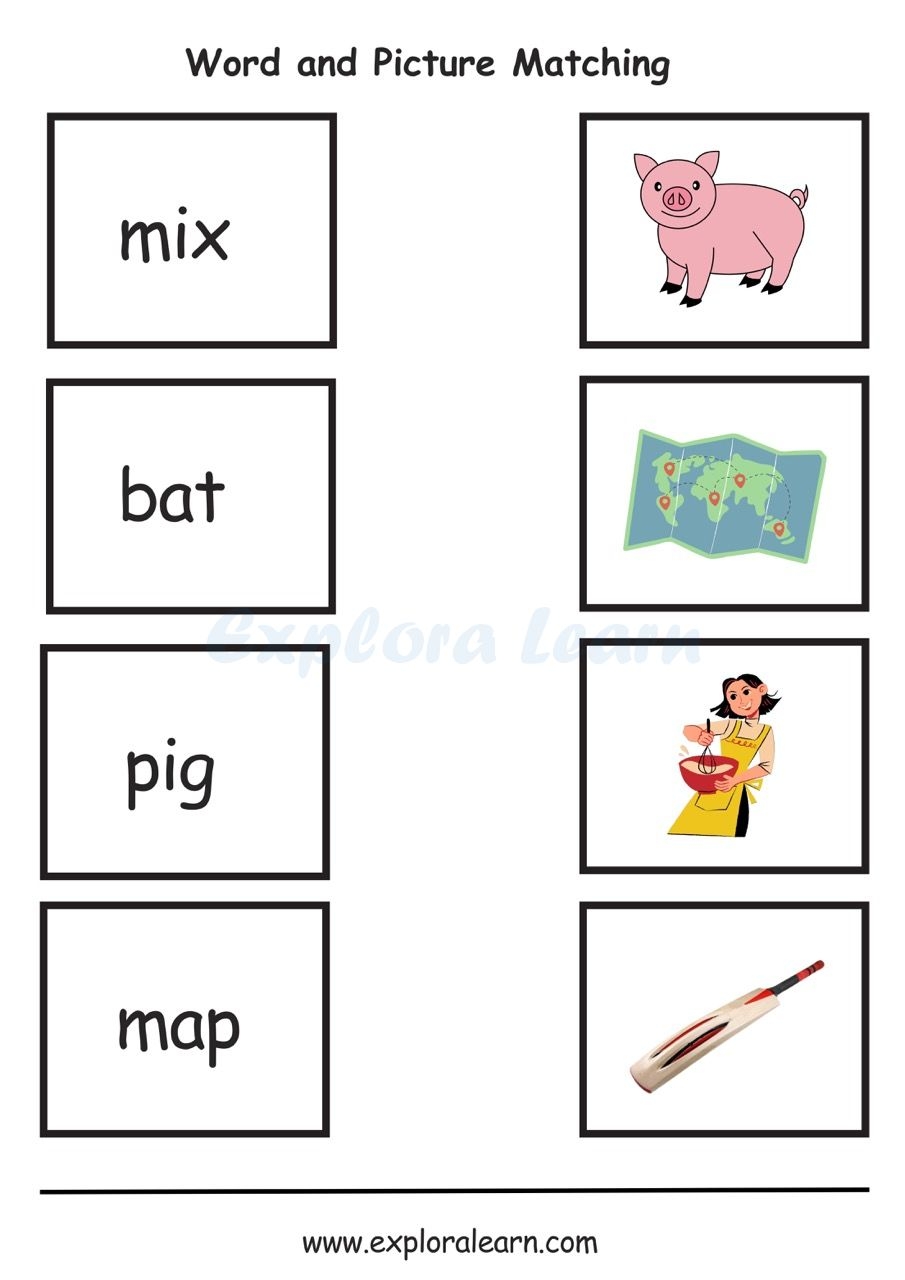 Match CVC Words Worksheets And Printable