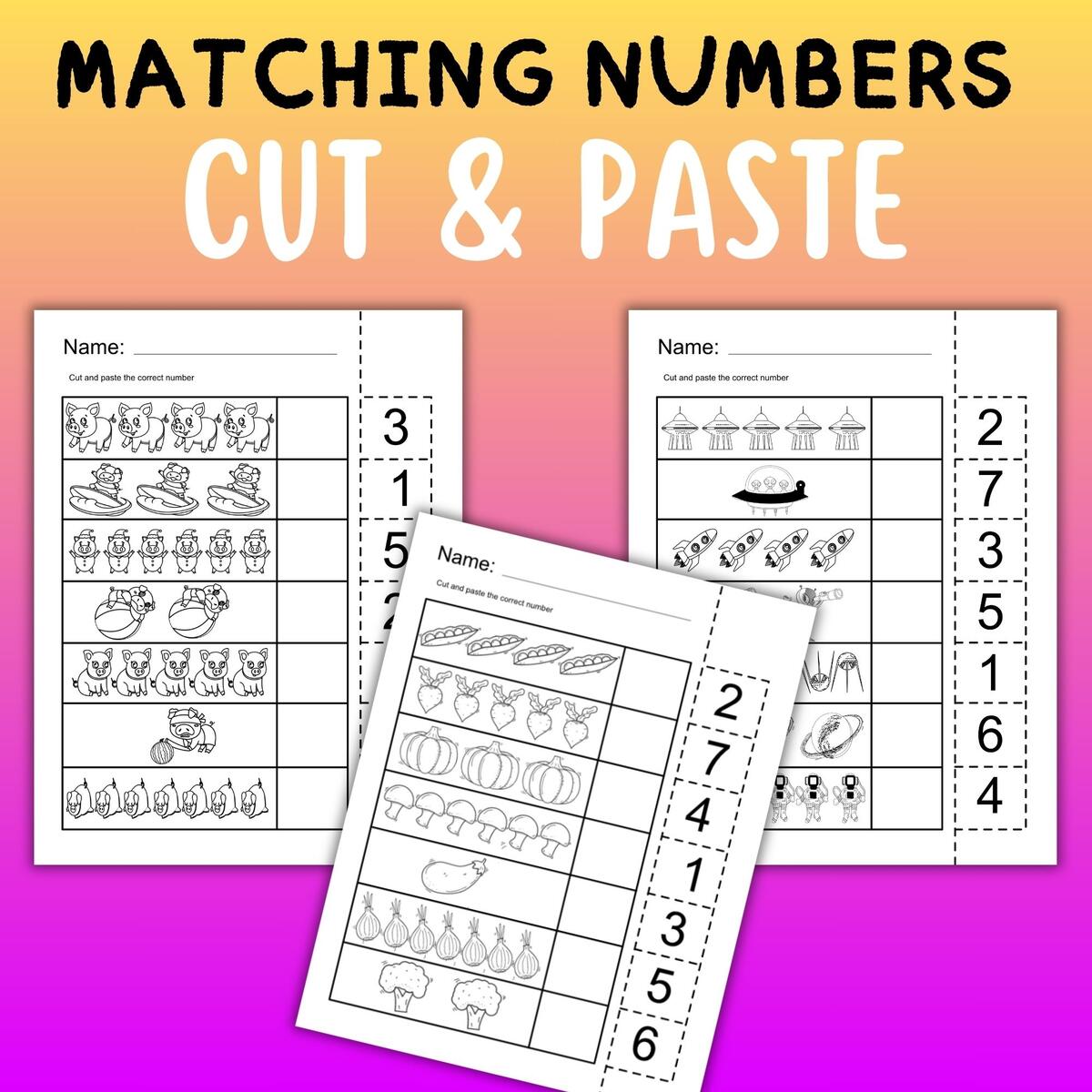 Matching Numbers Cut Paste Worksheets Numbers 1 7 Printable Activity For Kids Made By Teachers Matching Numbers Cut Paste Worksheets Numbers 1 7 Printable Activity For Kids Made By Teachers