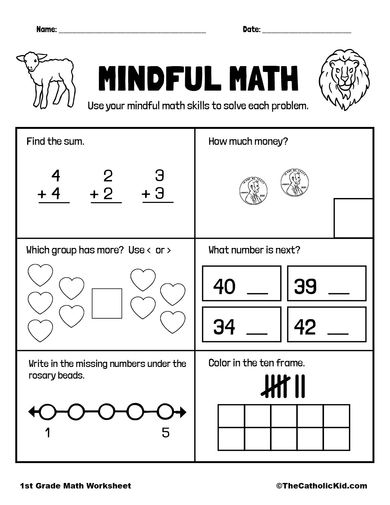 First Grade Subtraction Worksheet