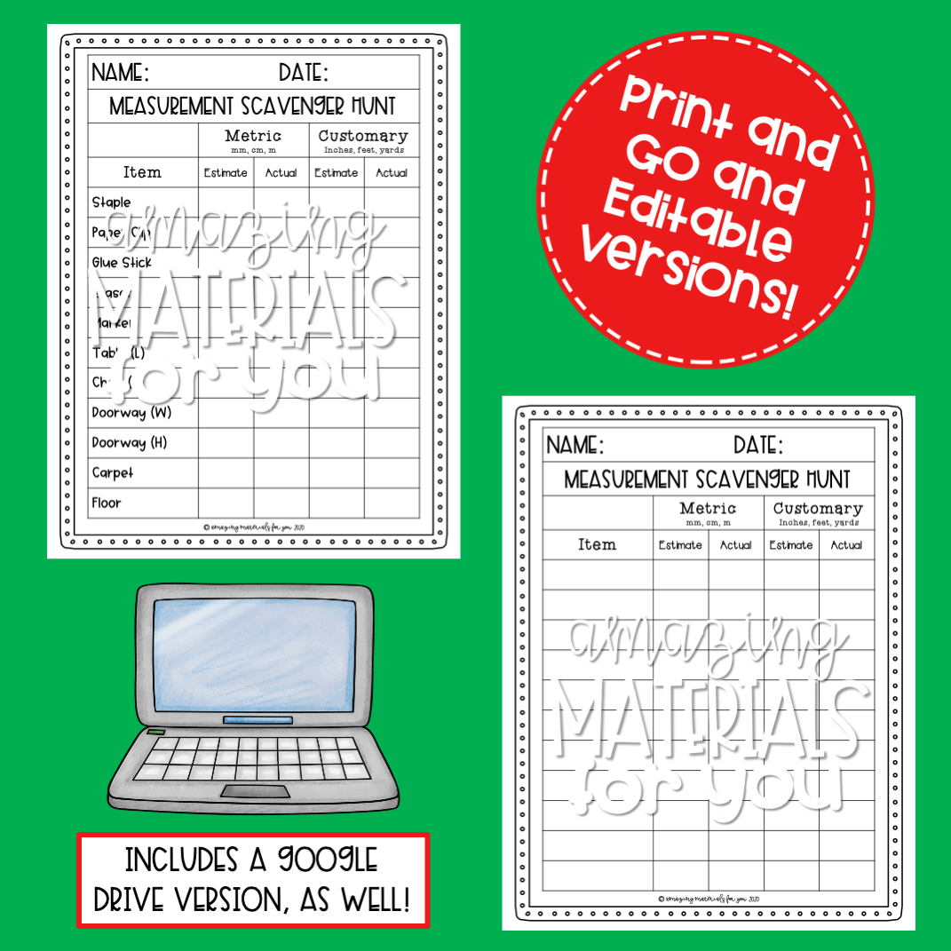 Measurement Scavenger Hunt Made By Teachers