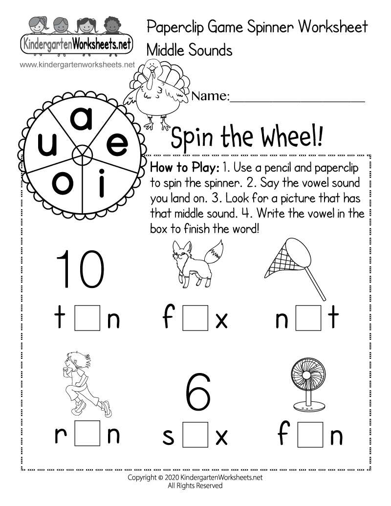 Middle Sounds Paperclip Game Spinner Worksheet Free Printable Digital PDF Middle Sounds Paperclip Game Spinner Worksheet Free Printable Digital PDF