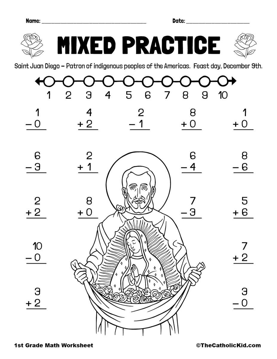 Mixed Math Practice Sheet Juan Diego TheCatholicKid