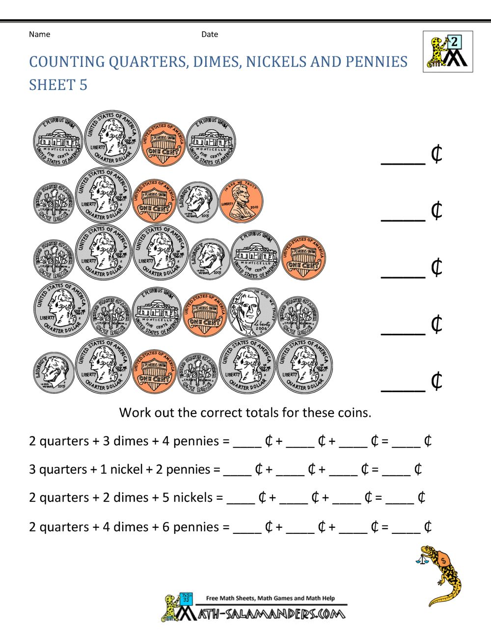 Money Worksheets For 2nd Grade Money Worksheets For 2nd Grade