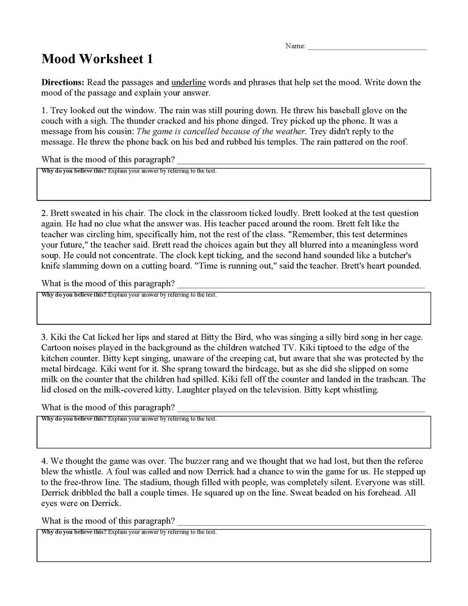 Mood Worksheet 1 Reading Activity Storyboard That Free Tone And Mood Worksheets