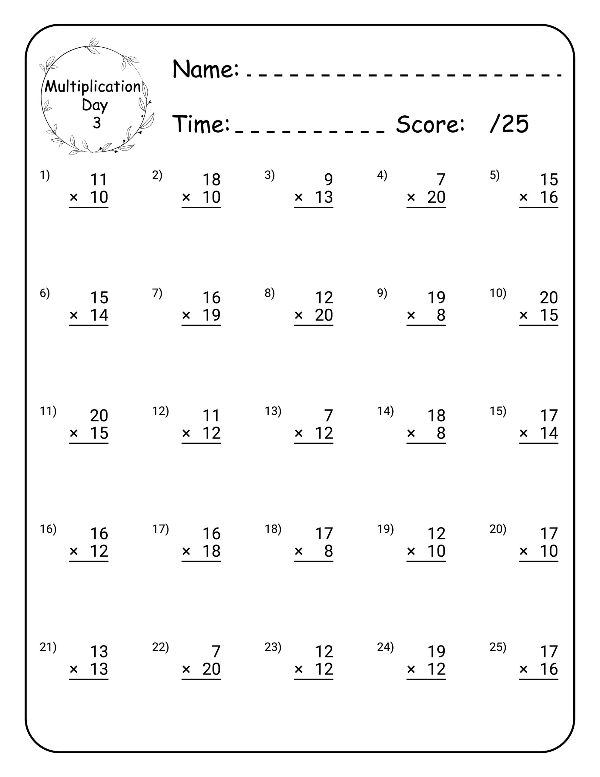 FREE PRINTABLE MULTIPLICATION WORKSHEETS WonkyWonderful