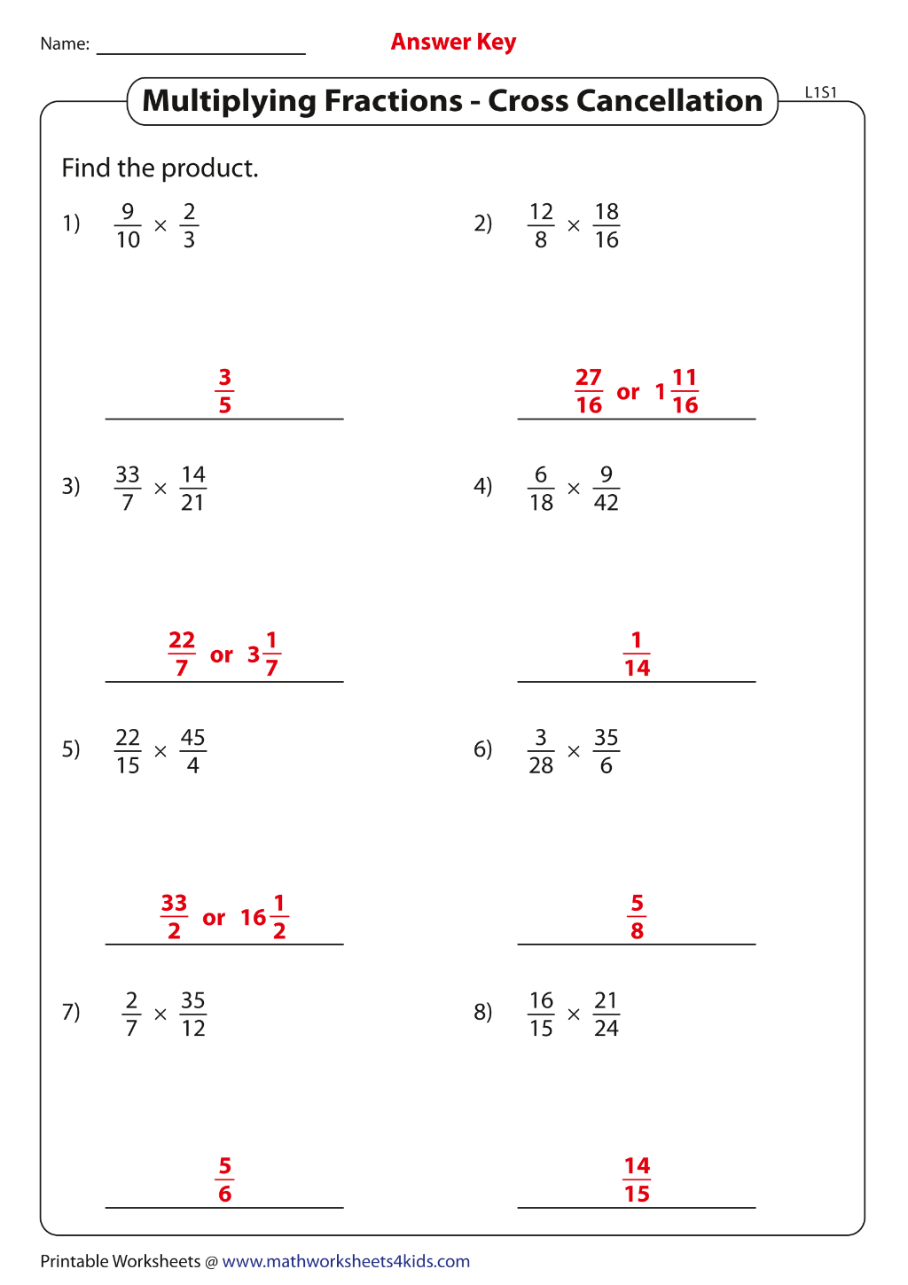 Multiplying Fractions TheWorksheets CoM Page 2 TheWorksheets Library Worksheets Library