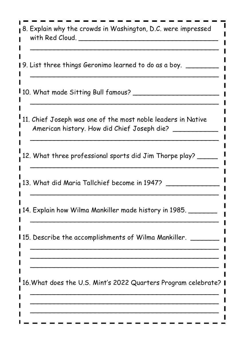 Native Americans Who Made A Difference In History Reading Comprehension Passage Made By Teachers