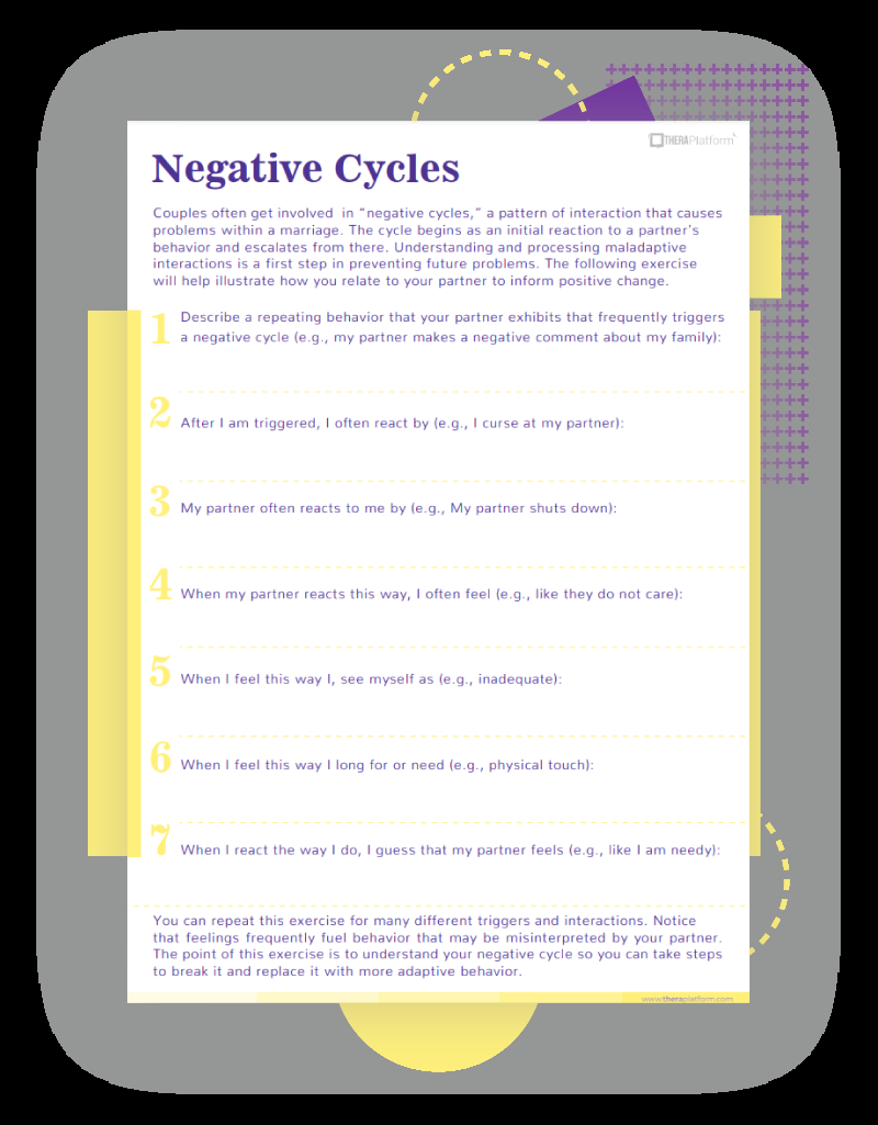 Negative Cycles Worksheet Couples Counseling Worksheets