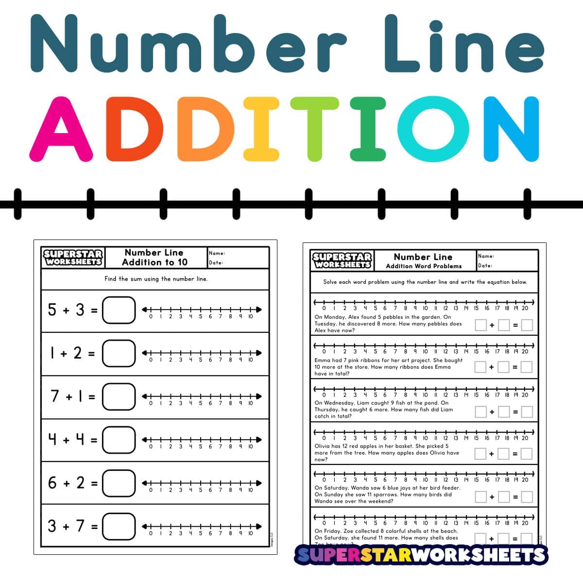 Number Line Addition Superstar Worksheets Number Line Addition Superstar Worksheets