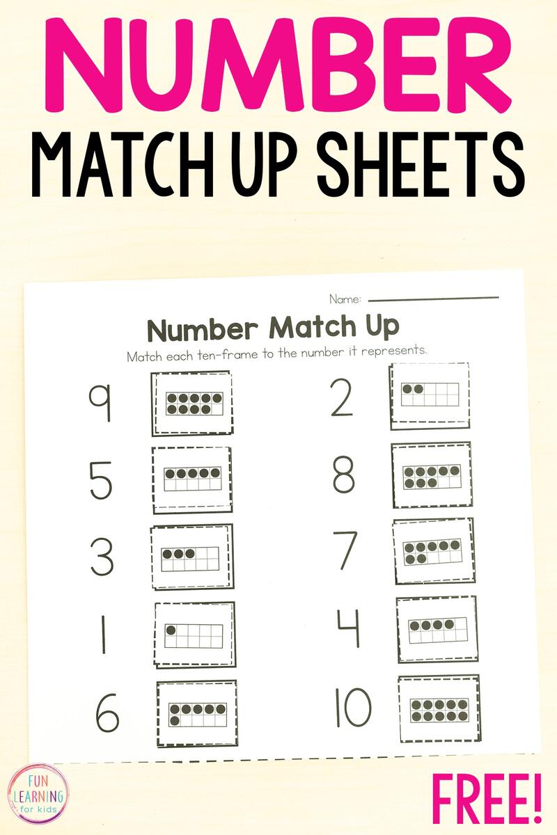 Number Match Up Worksheets Cut And Paste Worksheets Printable Activities For Kids Free Printables Lettering SVG Files Tools Apps