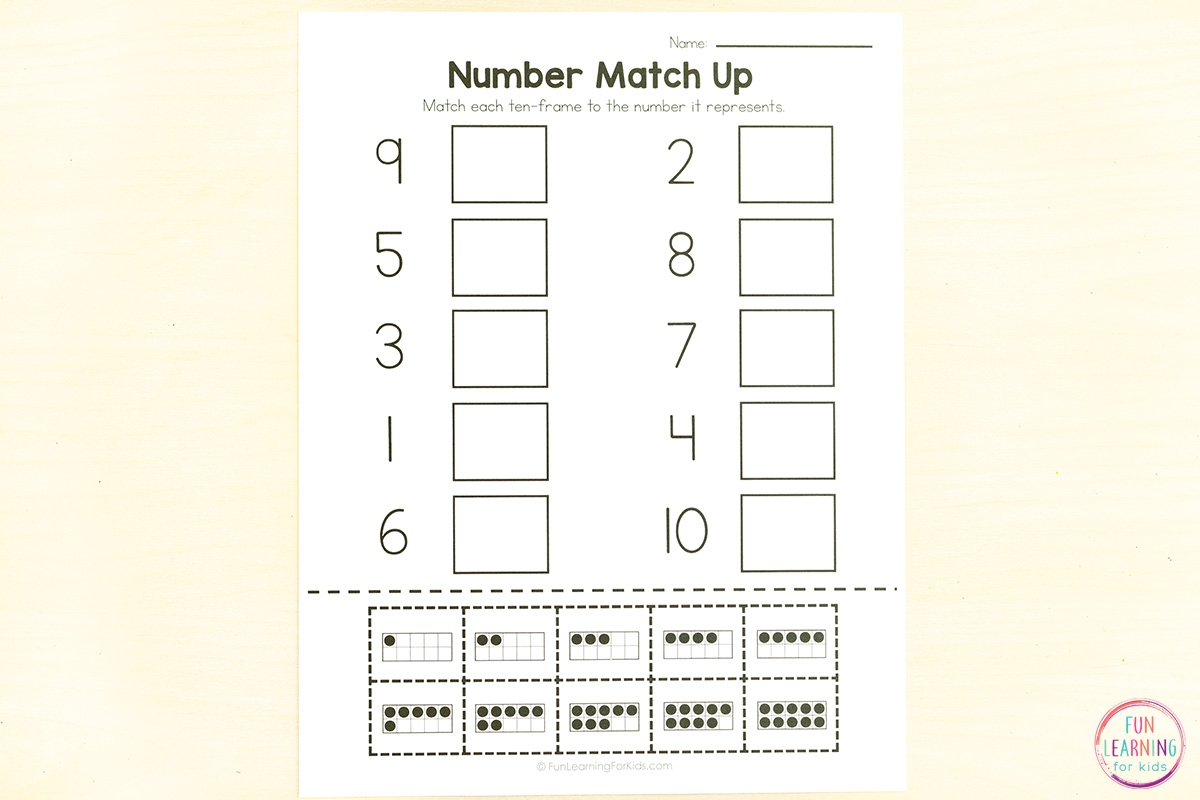 Number Match Up Worksheets