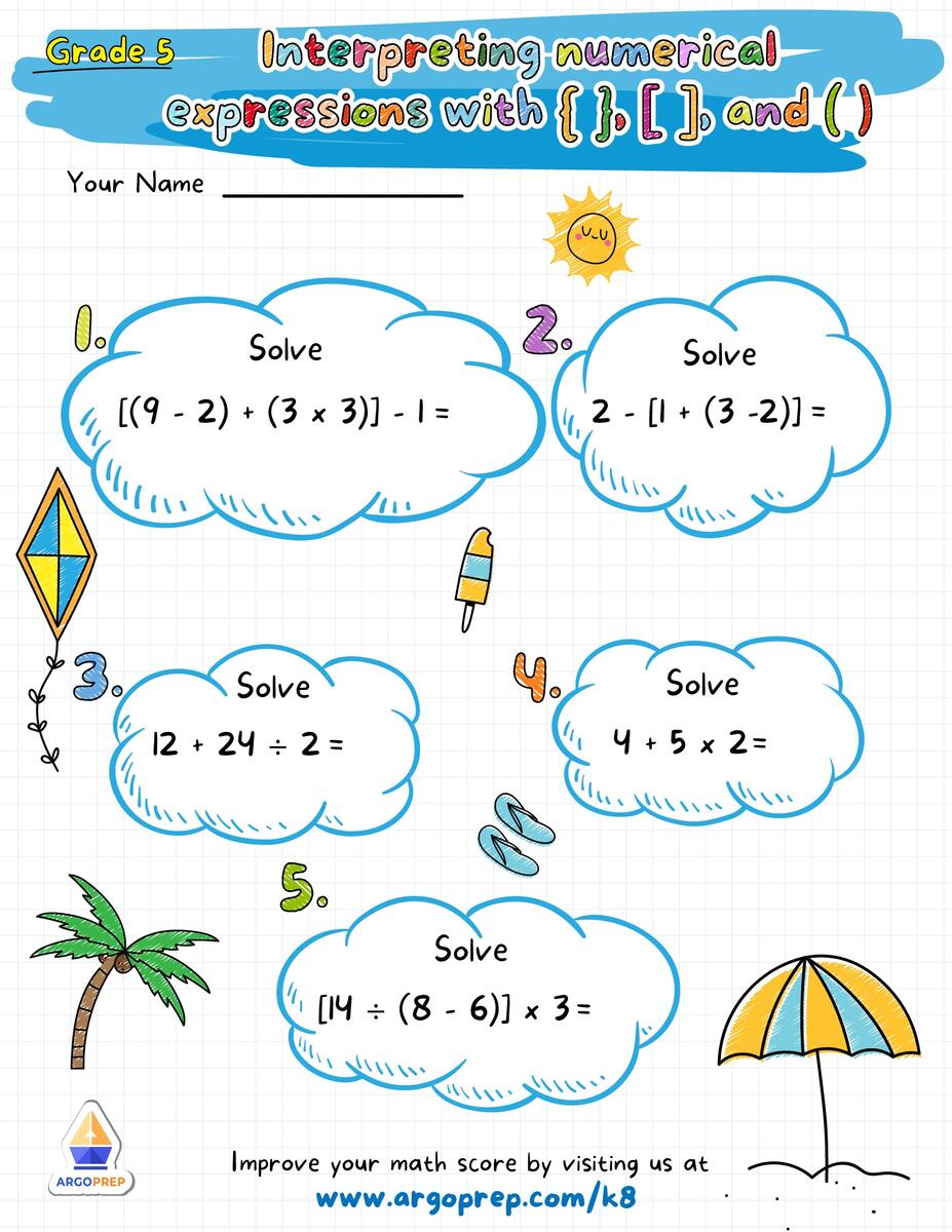 Operations And Algebraic Thinking Fifth Grade Common Core Math Worksheets ArgoPrep