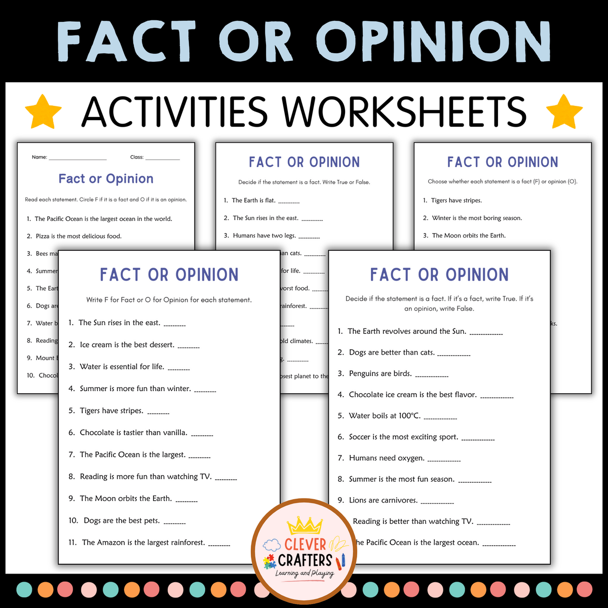 Opinion Writing And Fact Or Opinion Worksheets Fact Vs Opinion Activities Made By Teachers
