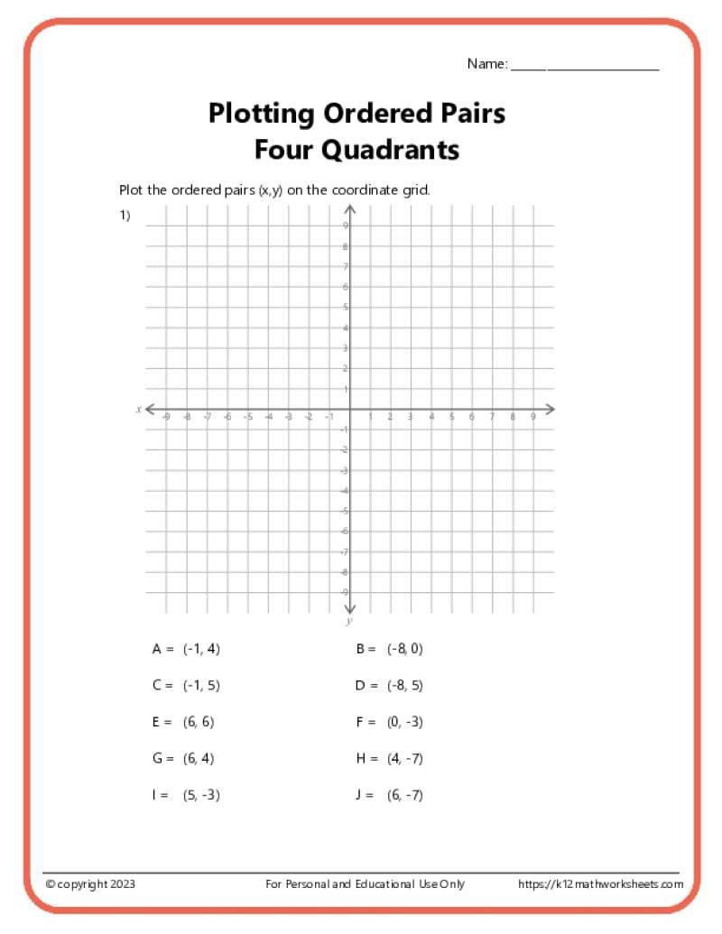 Coordinate Plane Graphing