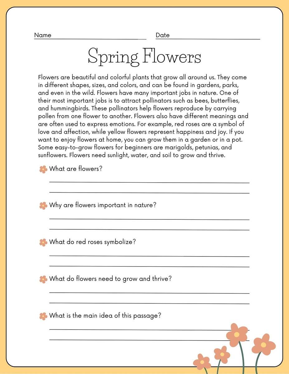 Page 2 Free Printable 3rd Grade Reading Worksheet Templates Canva