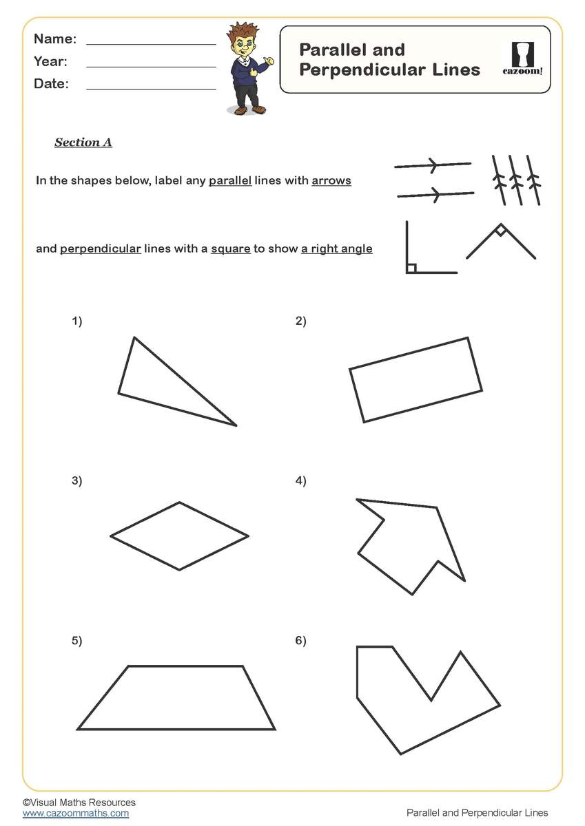 Parallel And Perpendicular Lines Worksheet PDF Printable Geometry Worksheets
