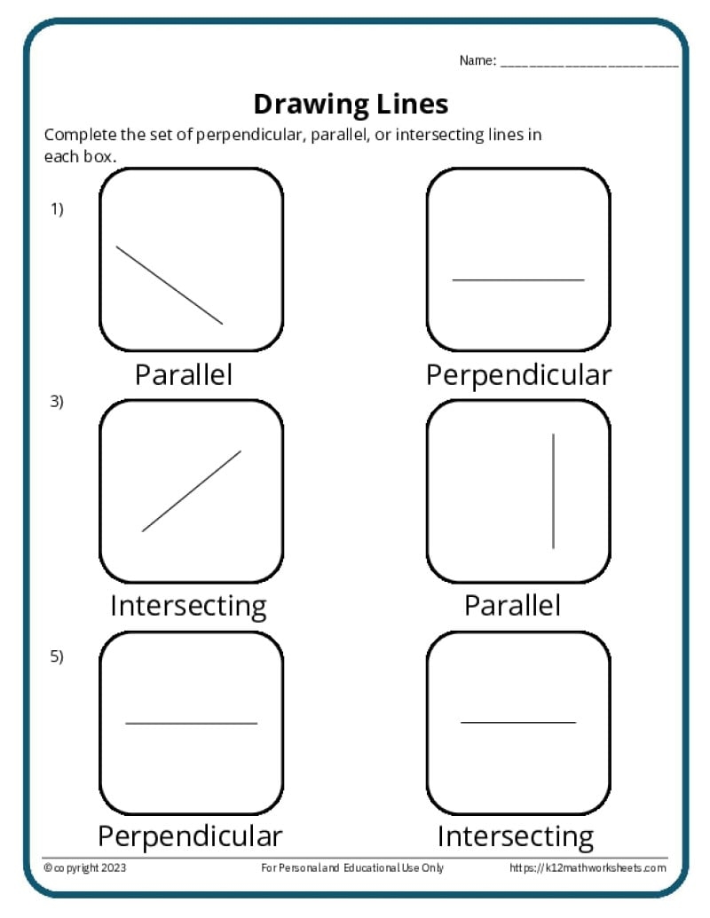 Parallel Perpendicular And Intersecting Lines Worksheets