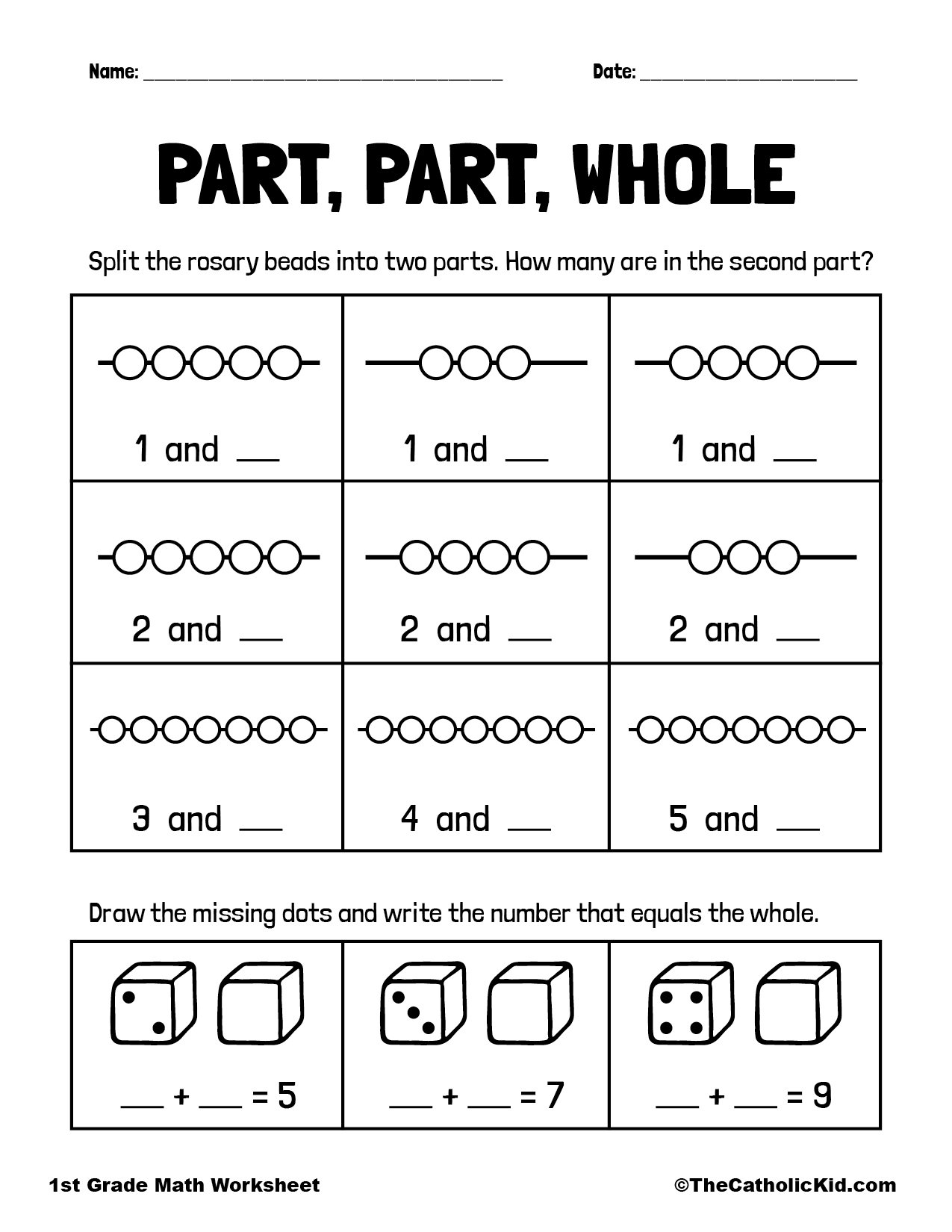 Part Part Whole Worksheets Free Teach Prints