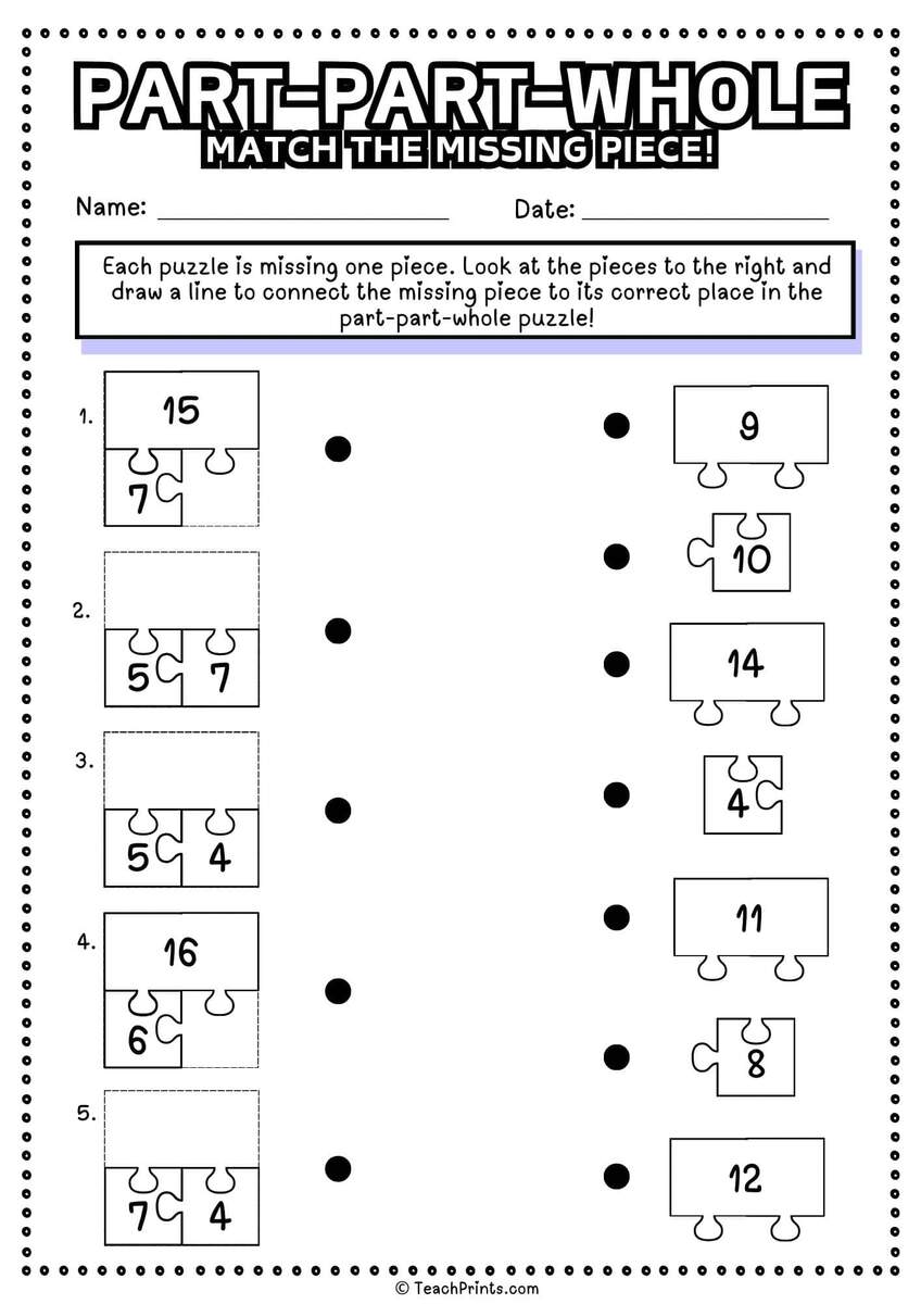 Part Part Whole Worksheets Free Teach Prints