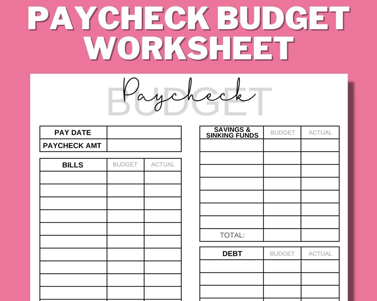 PAYCHECK BUDGET PRINTABLE Budget Worksheet Budget Binder Weekly Biweekly Monthly Zero Based Budget Budget Mom A4 Us Letter Etsy Ireland