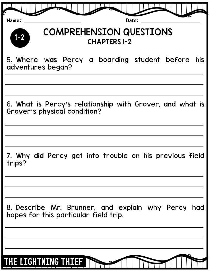 Percy Jackson The Lightning Thief Novel Study Guide Made By Teachers
