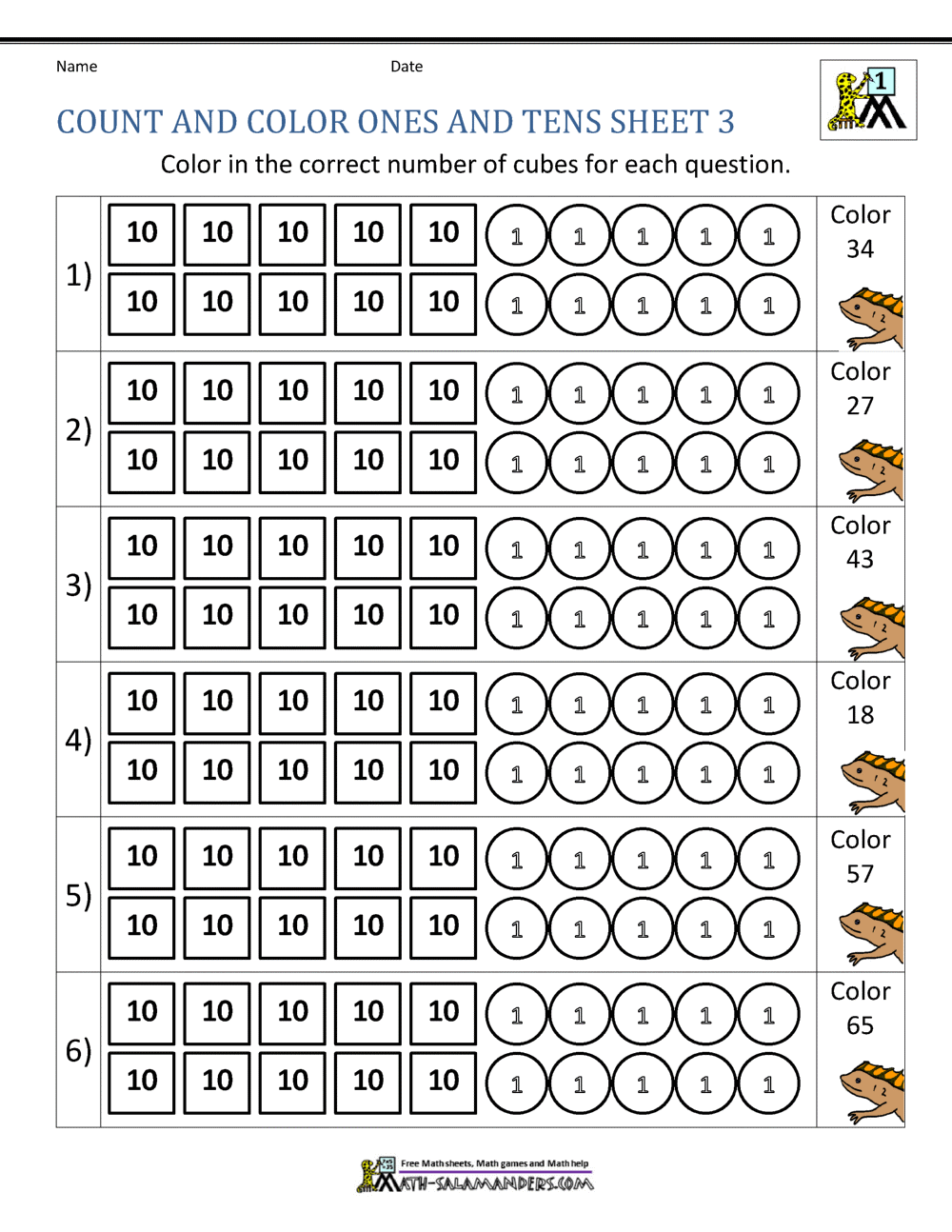 Place Value Ones And Tens Worksheets