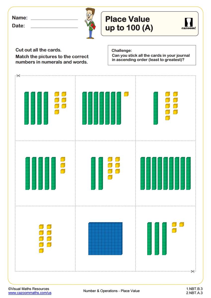 Place Value Up To 100 B Worksheet Key Stage 1 PDF Number Worksheets