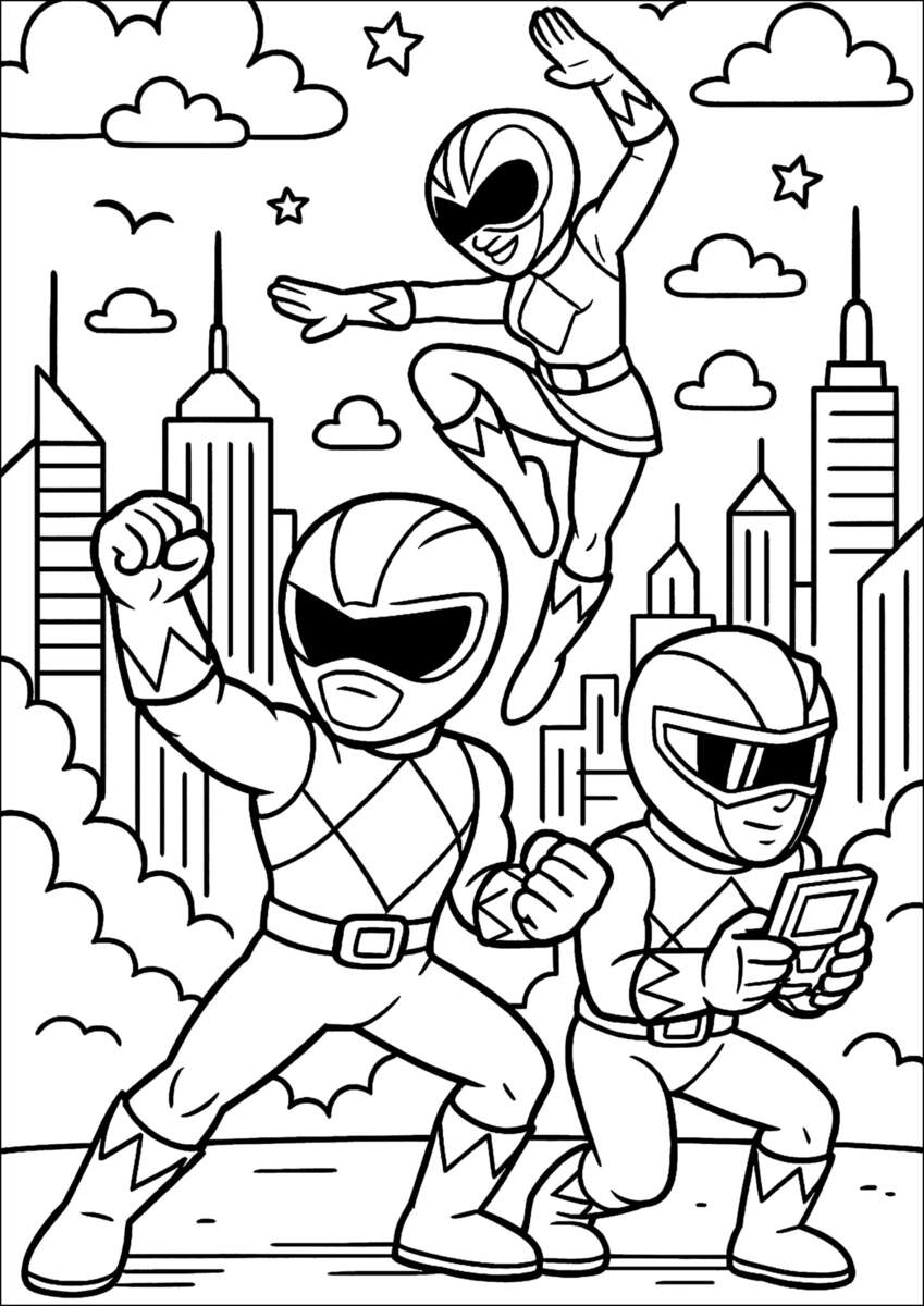 Power Rangers In Action Power Rangers Coloring Pages