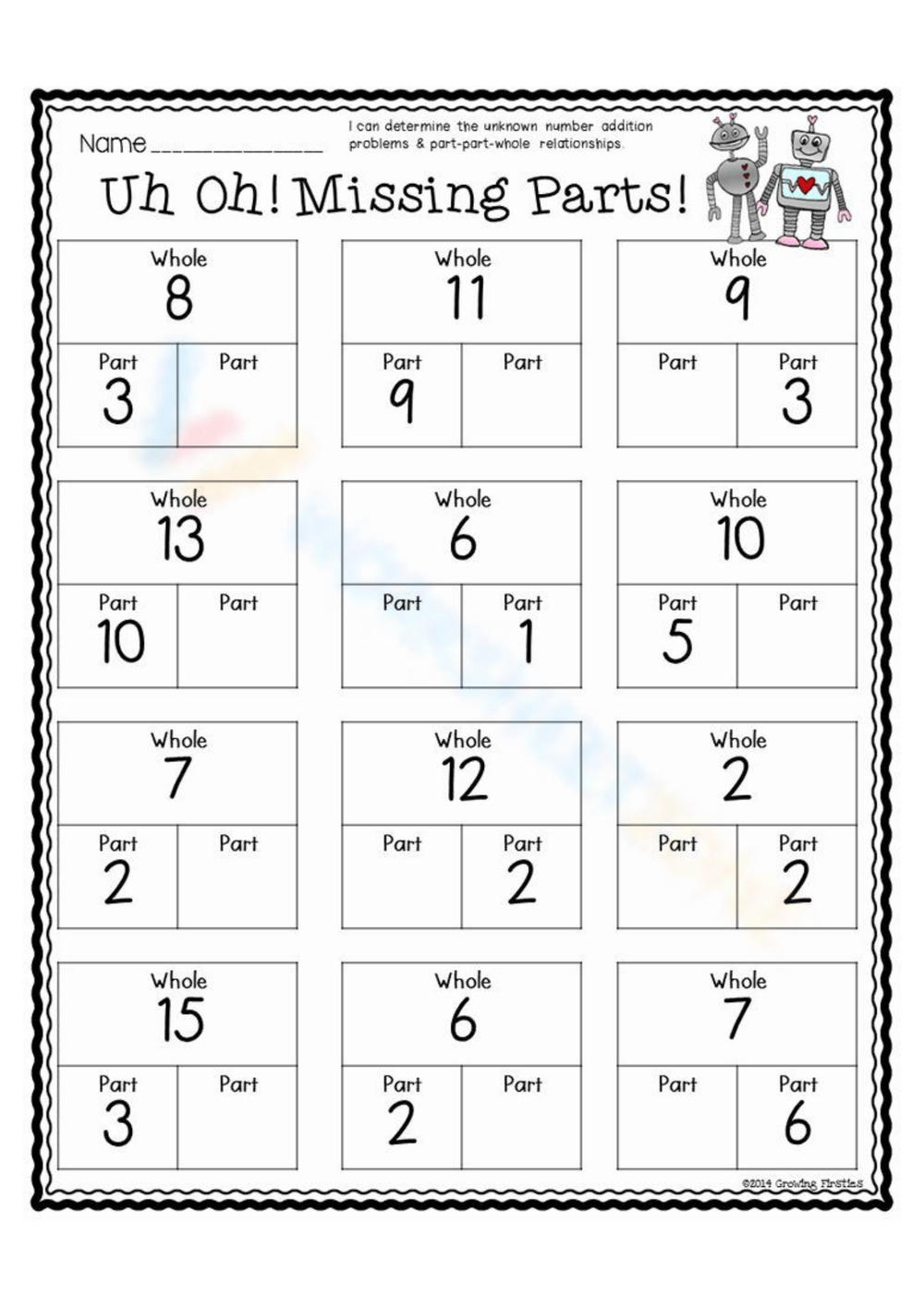 Printable 2nd Grade Part Part Whole Worksheets Download