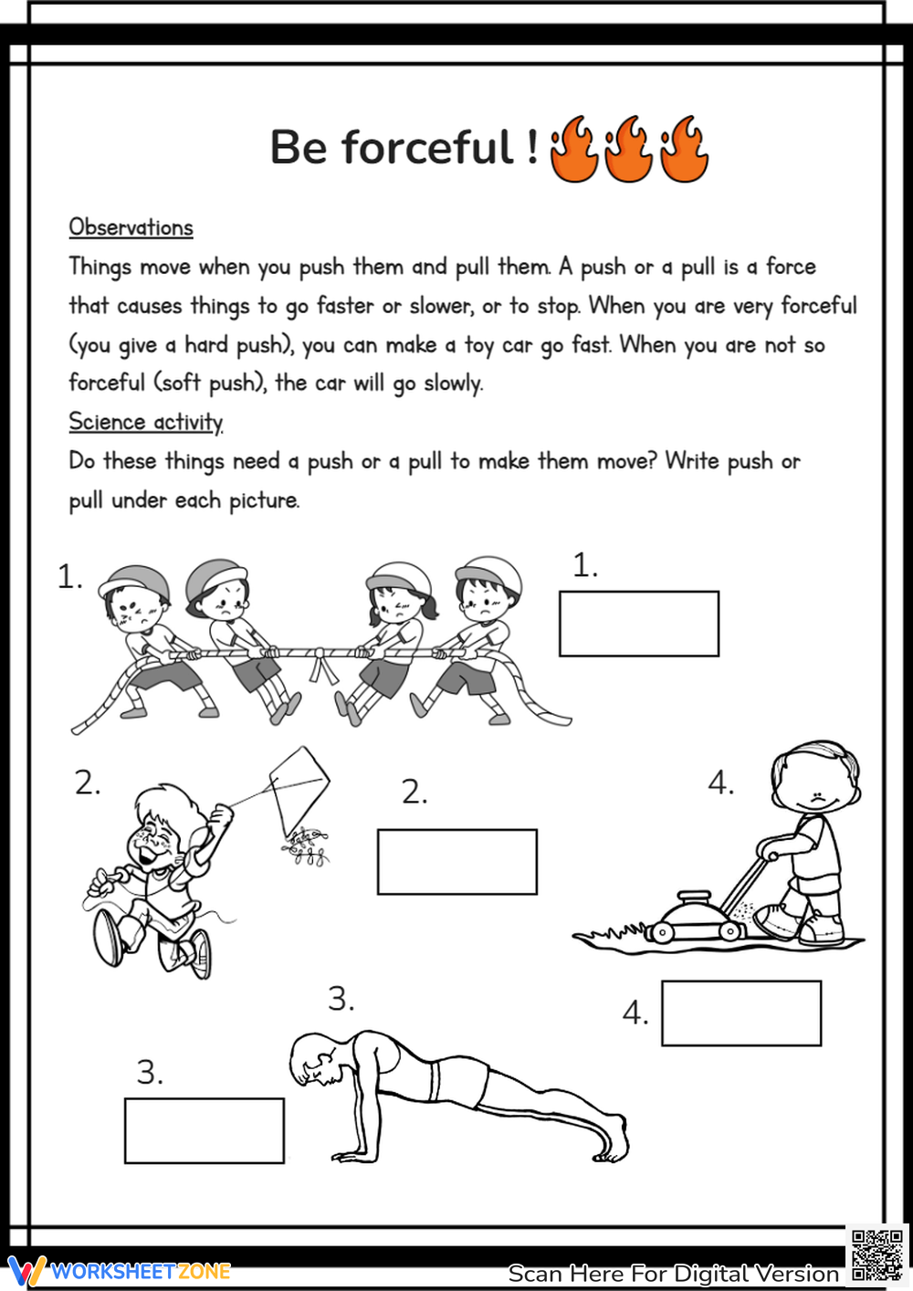 Printable 2nd Grade Push And Pulls Worksheets